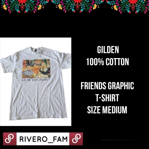 GILDEN | 100% COTTON |  FRIENDS GRAPHIC T-SHIRT |  SIZE MEDIUM - Picture 1 of 13